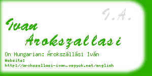 ivan arokszallasi business card